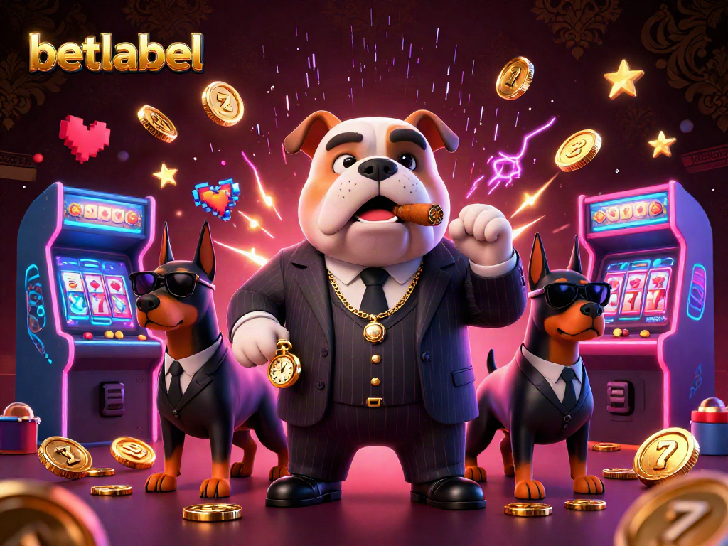Experience thrilling action with betlabel's colorful casino scene featuring charming characters and slot machines.